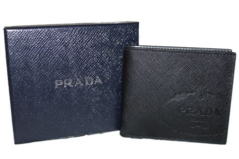 prada wallet mens blue black|Prada black saffiano wallet.